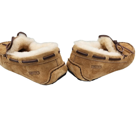 Smith’s Workwear Womens Shearling Moccasin Slipper Size 8 Chestnut Brown New - Picture 3 of 11